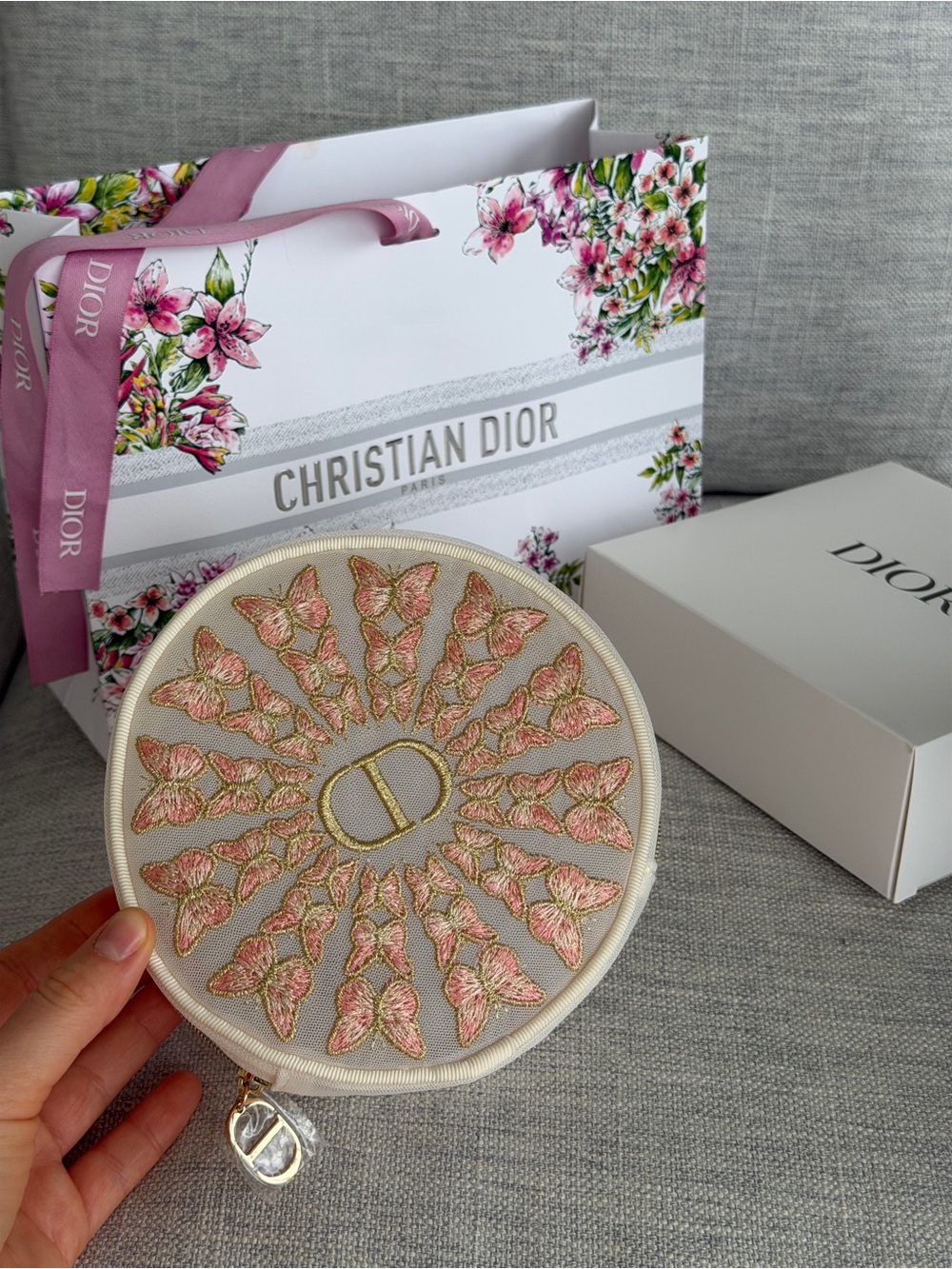 Dior Beauty Pink Embroidered Round Pouch - Picture 4 of 9